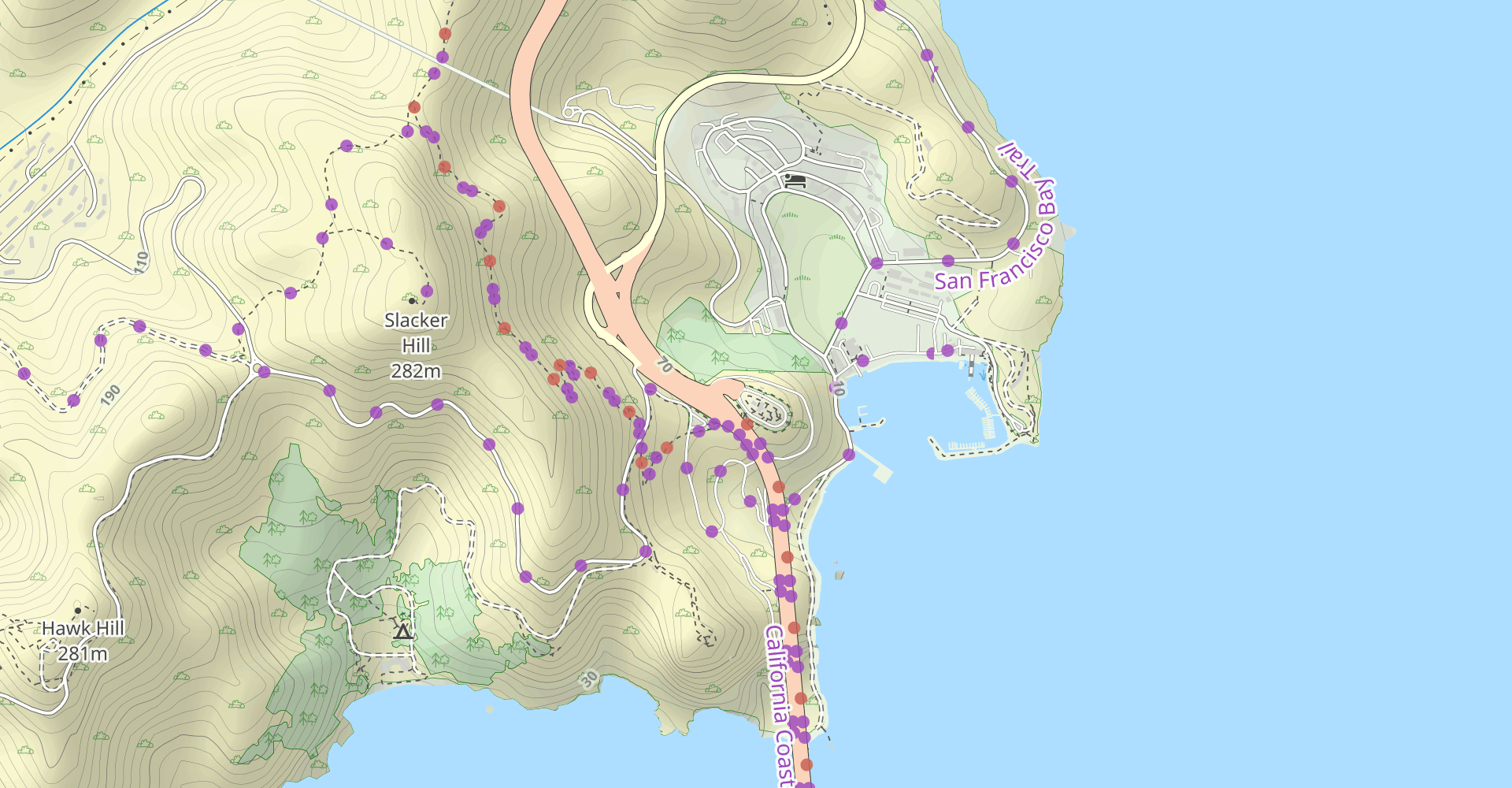 Slacker Hill and Hawk Hill via Coastal Trail