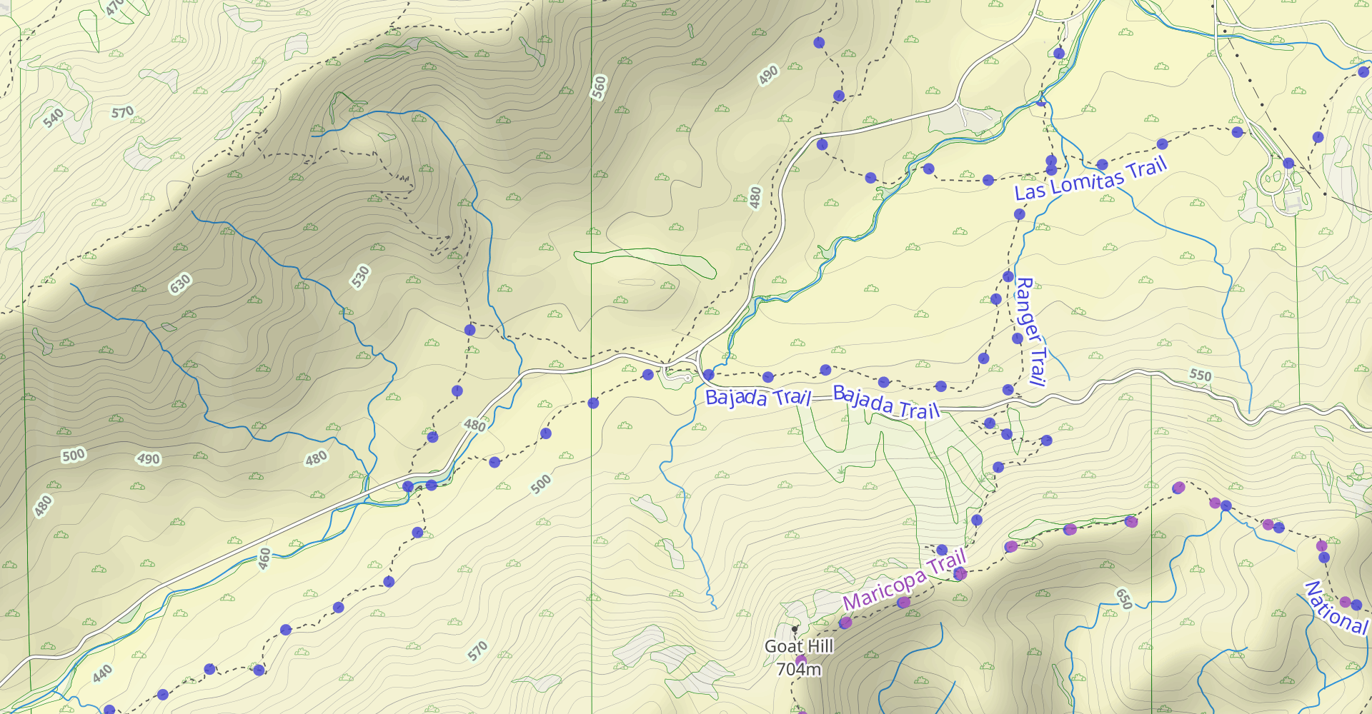 Alta Trail and Bajada Trail Loop from Summit Road