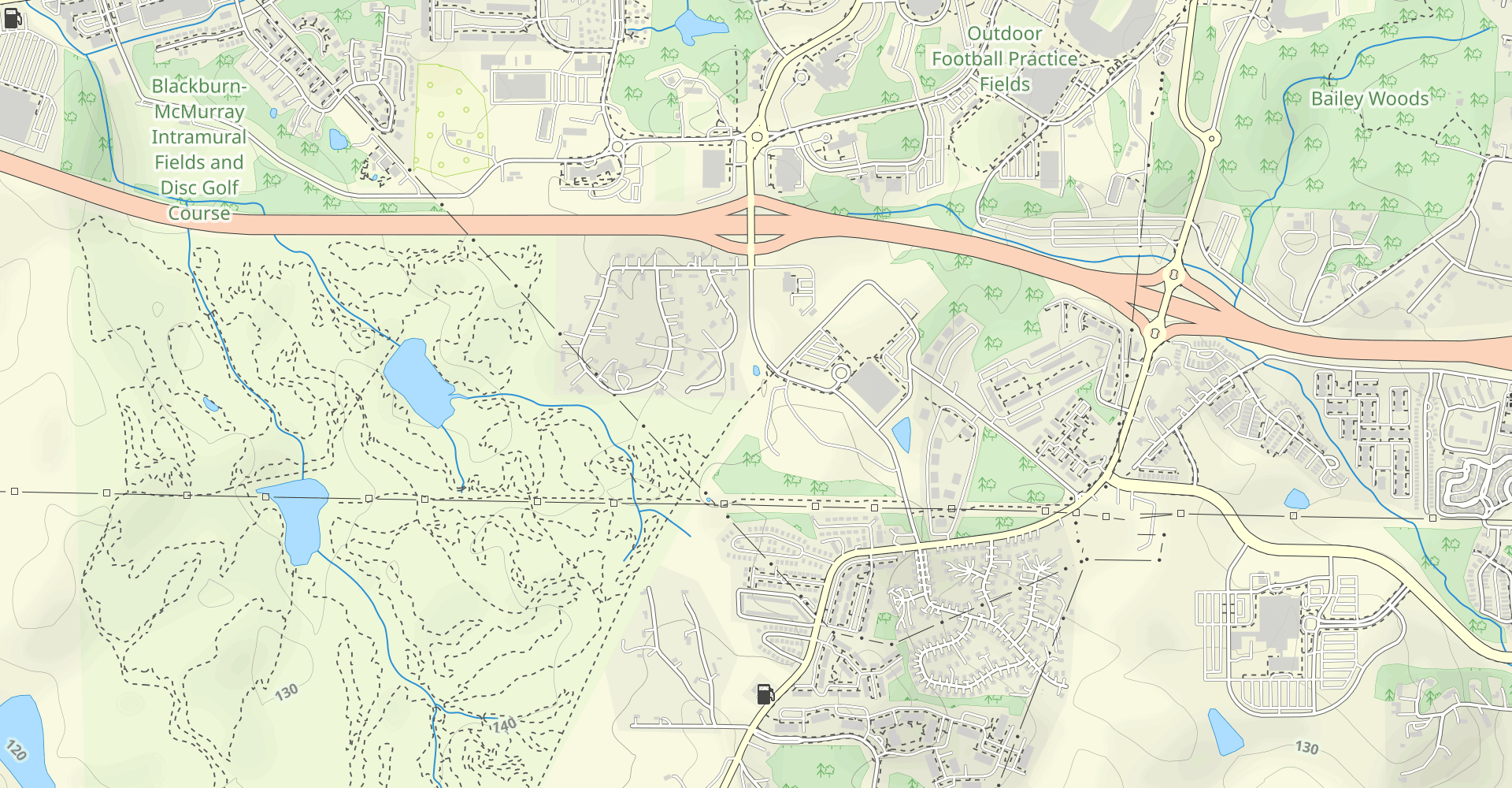 Two Pond and South Campus Rail Trail Loop