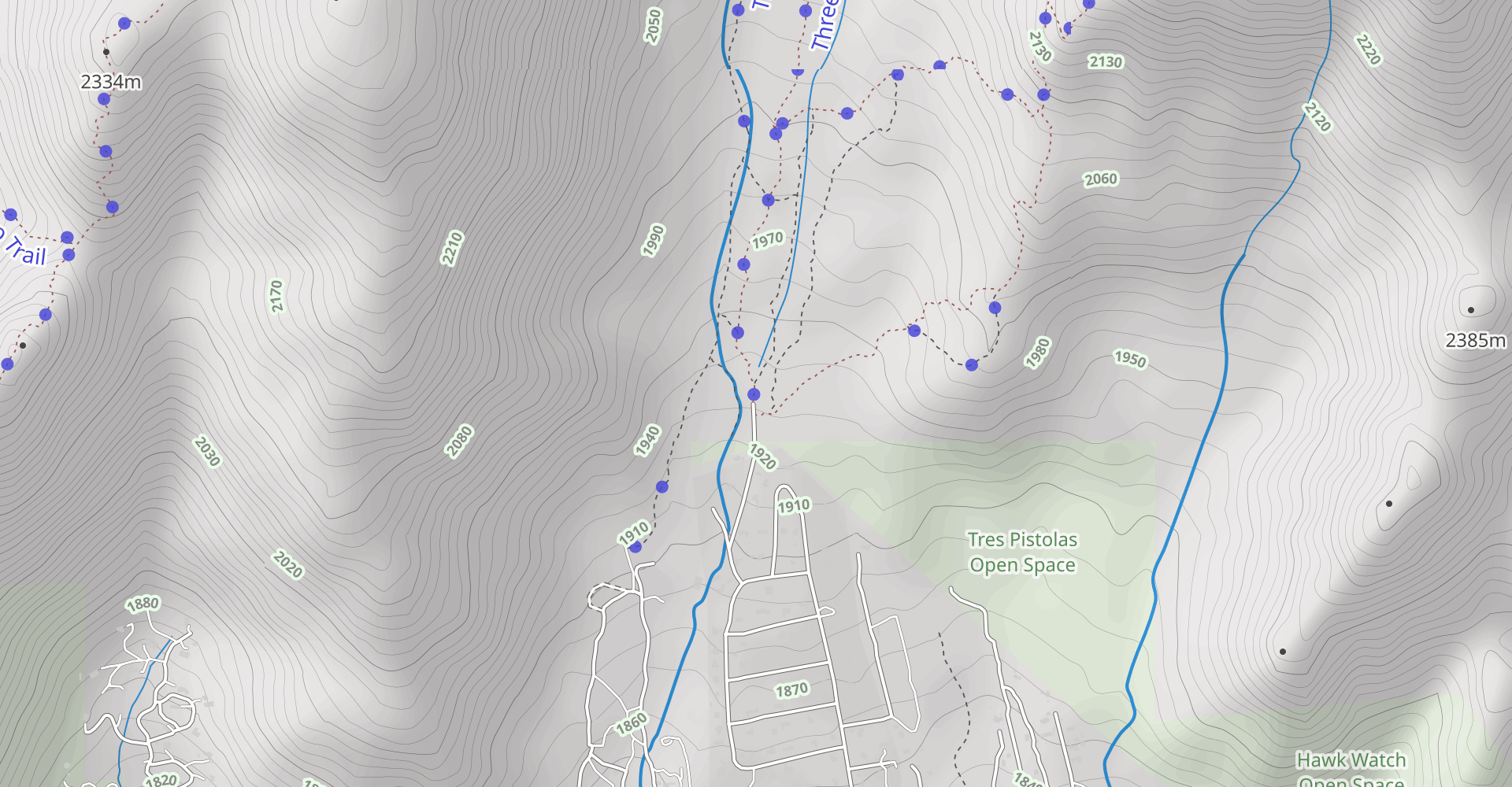 Three Gun Spring Trail to Embudito Trail