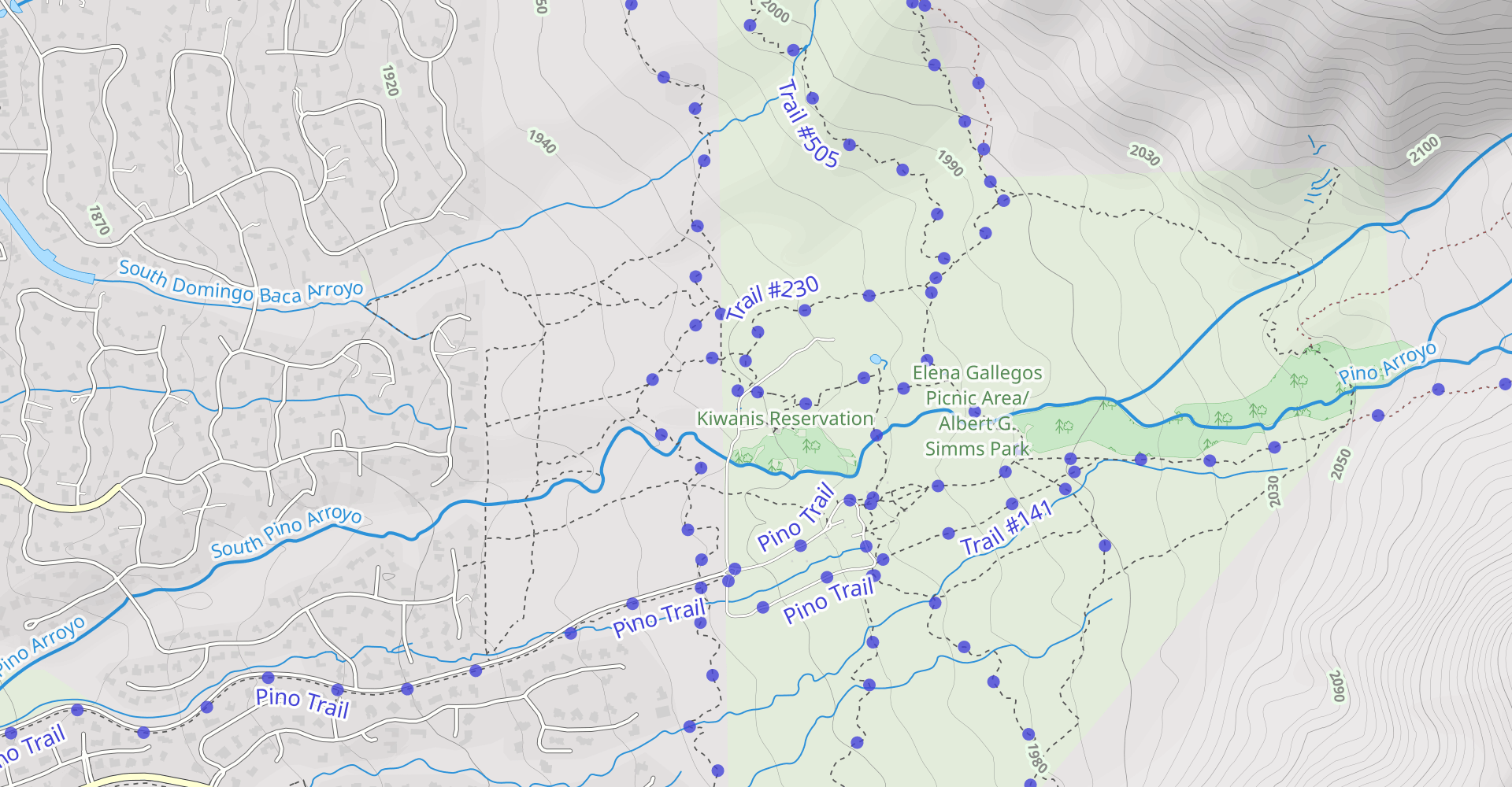 Cottonwood Springs, Trail #342 and Pino Trail #140