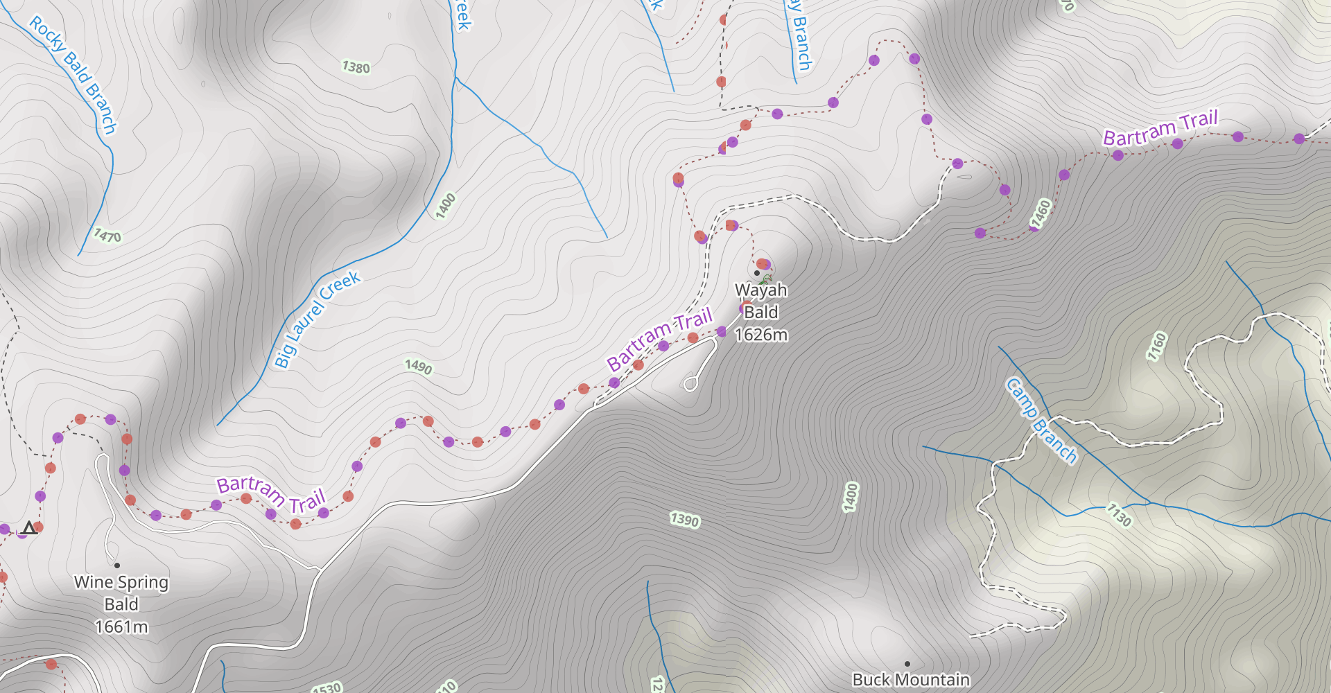 Wayah Bald to Sawmill Gap via Bartram Trail