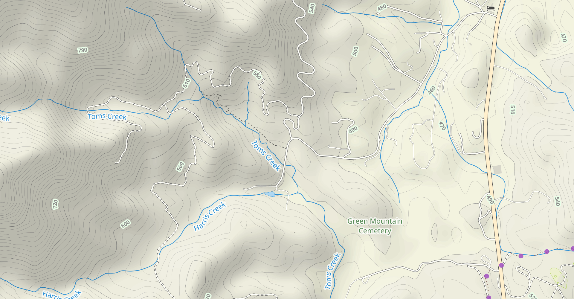 Toms Creek Falls Trail