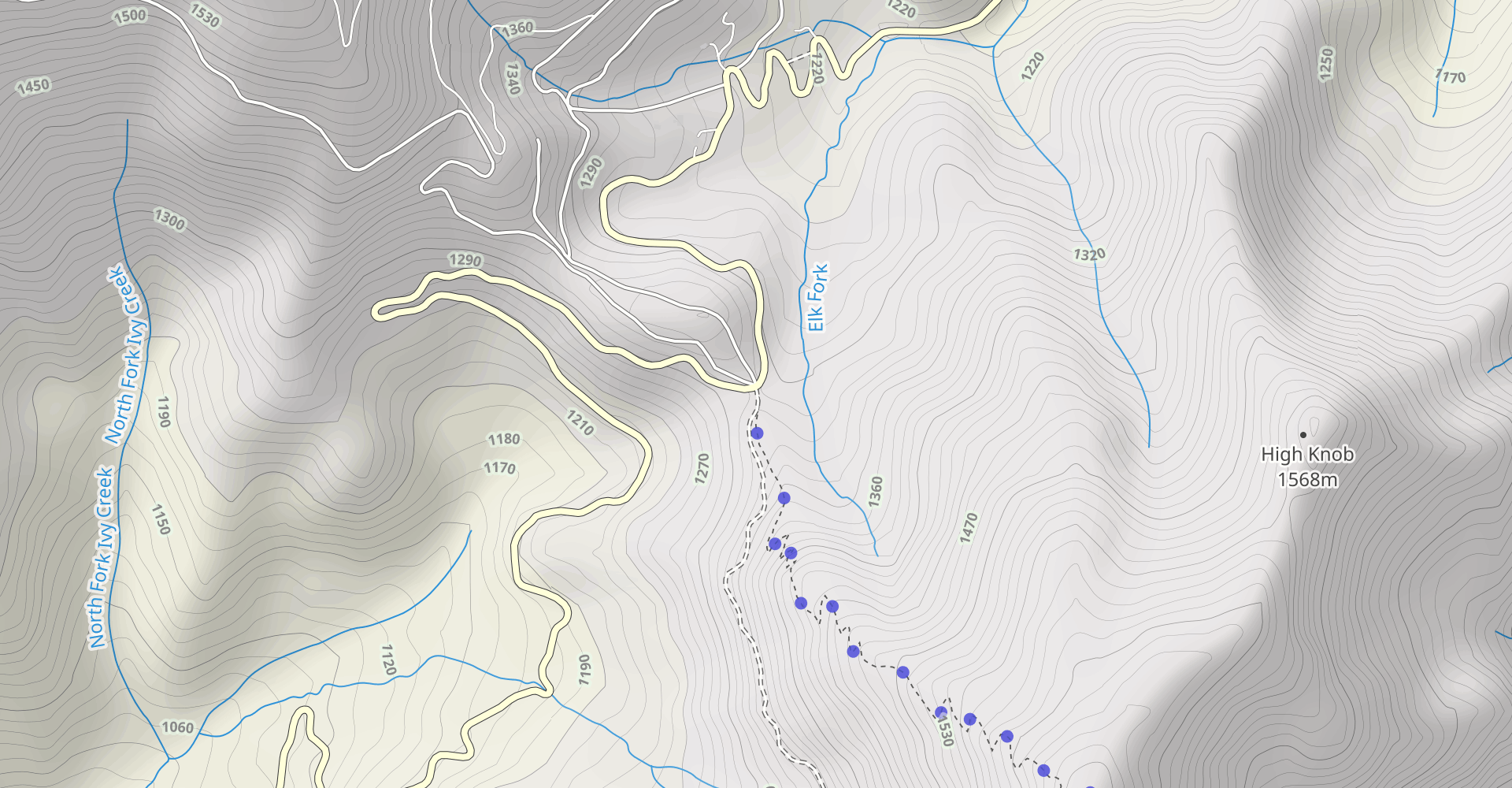 Big Butt Peak, Cattail Peak, Mount Mitchell and Gibbs Mountain