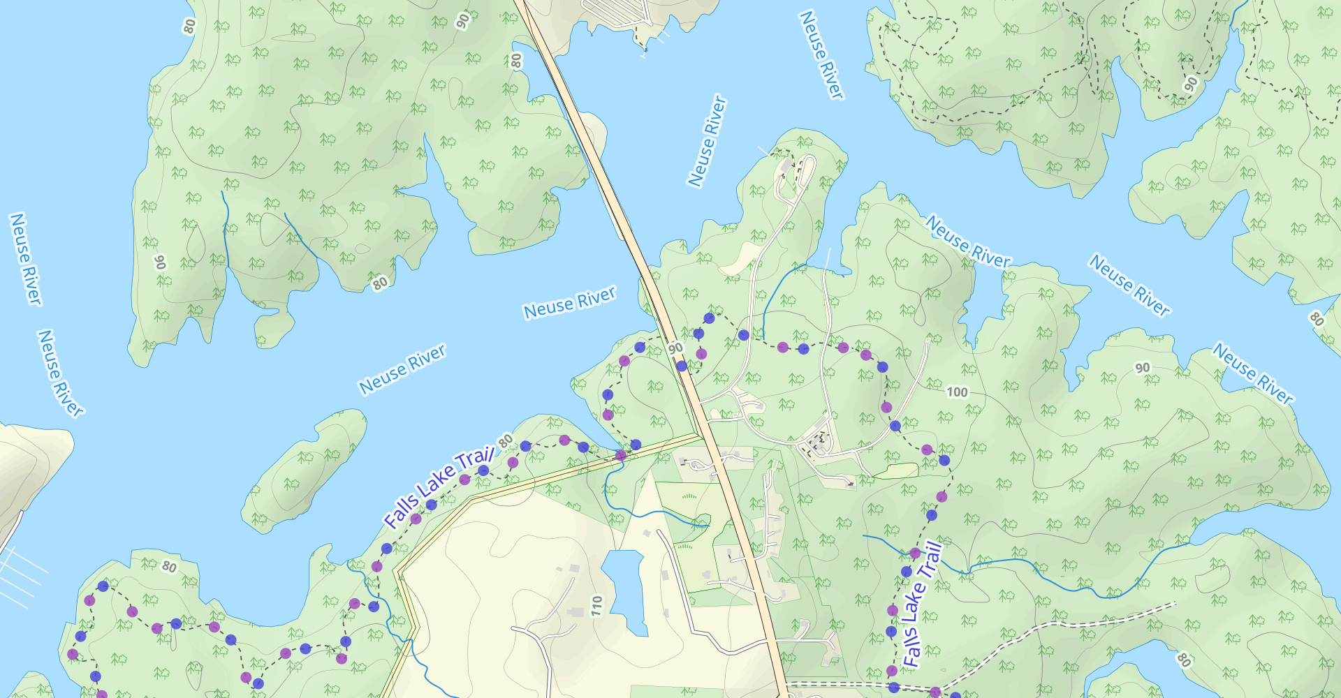 Falls Lake Trail: Creedmoor Rd toward Boyce Mill Rd