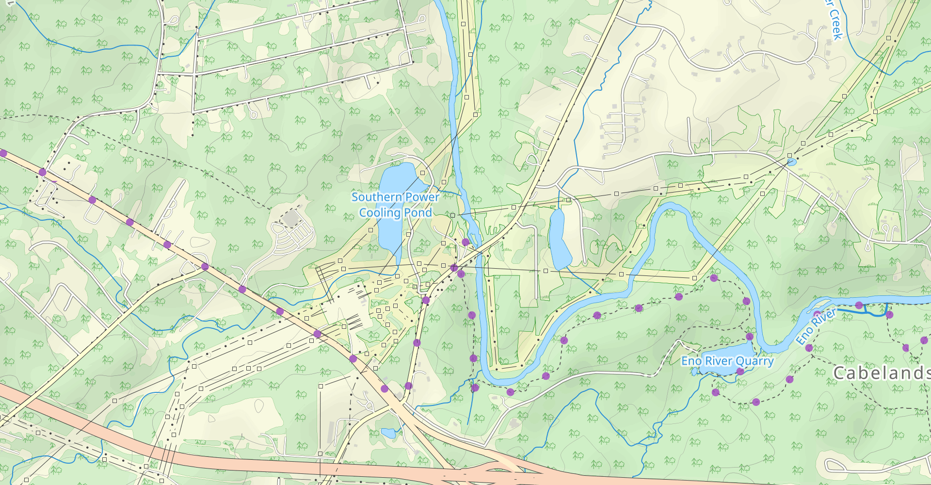 Laurel Bluffs Trail to Eno Quarry