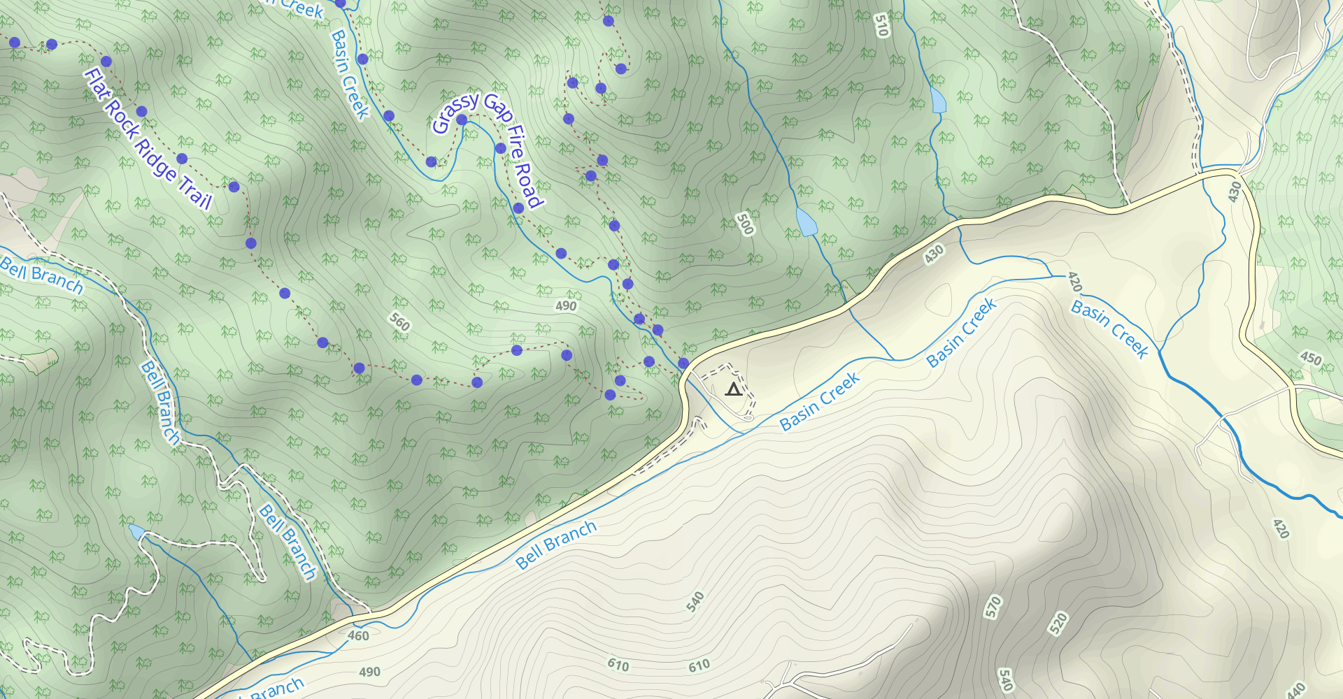 Grassy Gap Fire Road, Bluff Ridge, Bluff Mountain and Cedar Ridge Trail Loop