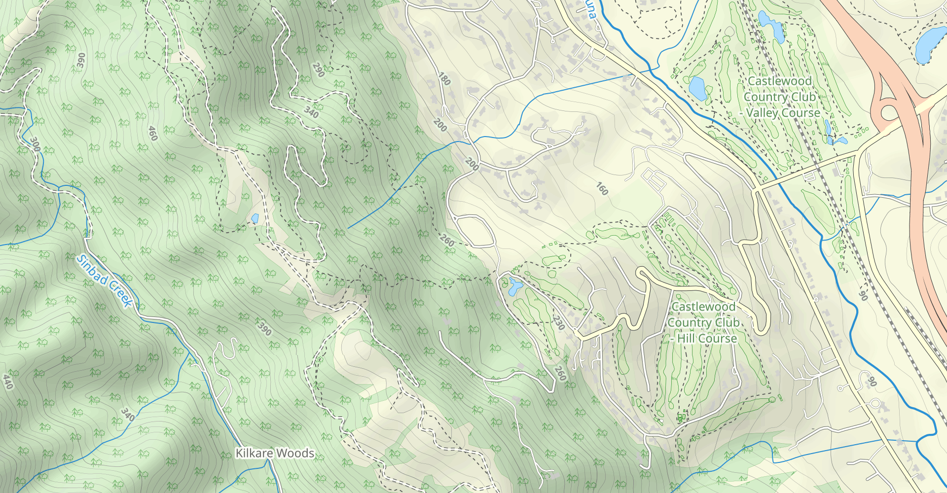 Ridgeline, Shady Creek, North Ridge, Cowing, Sinbad Creek, Bay Leaf, Front 9, Toyon