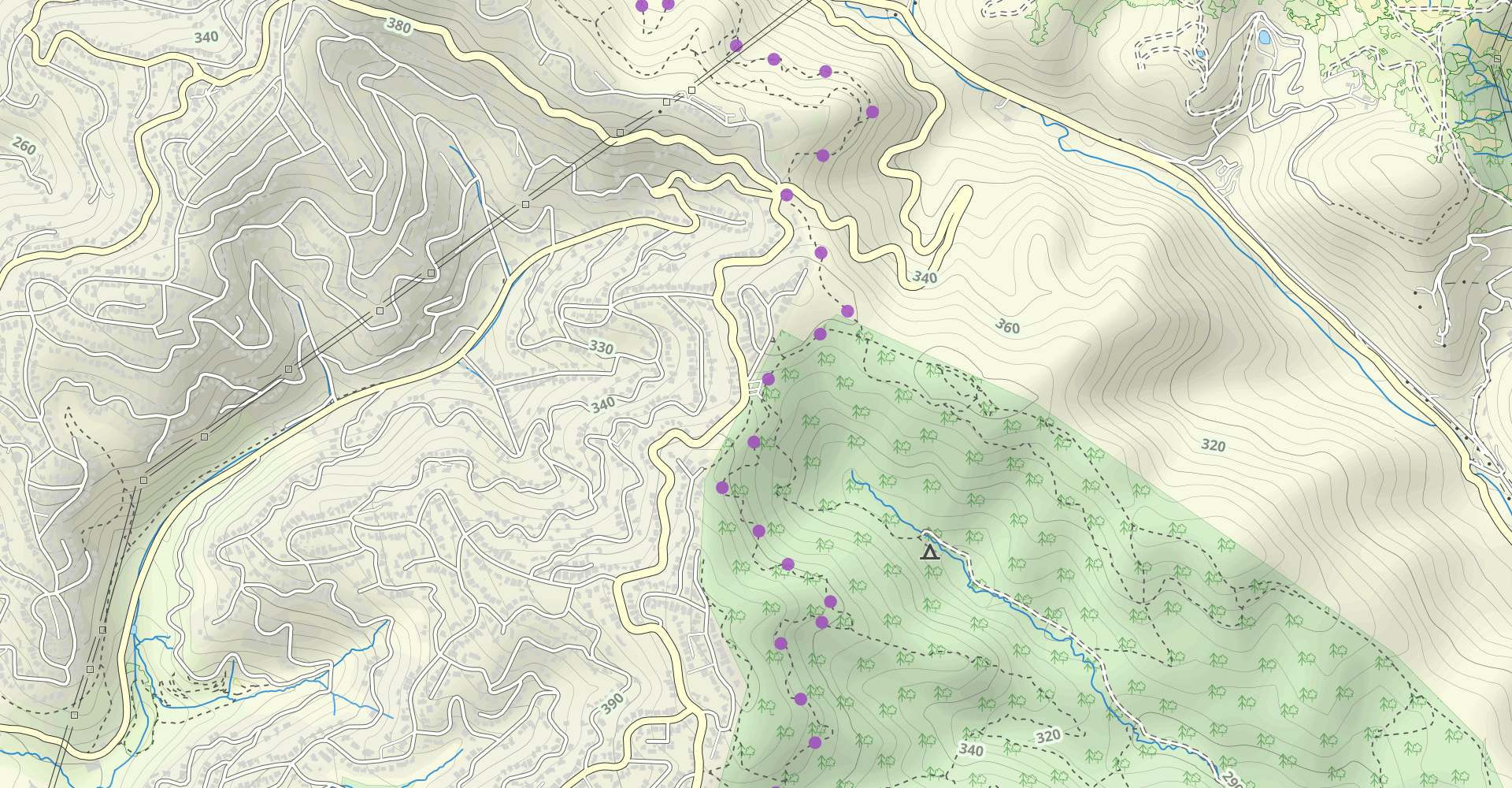 Philips, East Ridge, Prince, Stream, Tres Sendas, West Ridge Loop