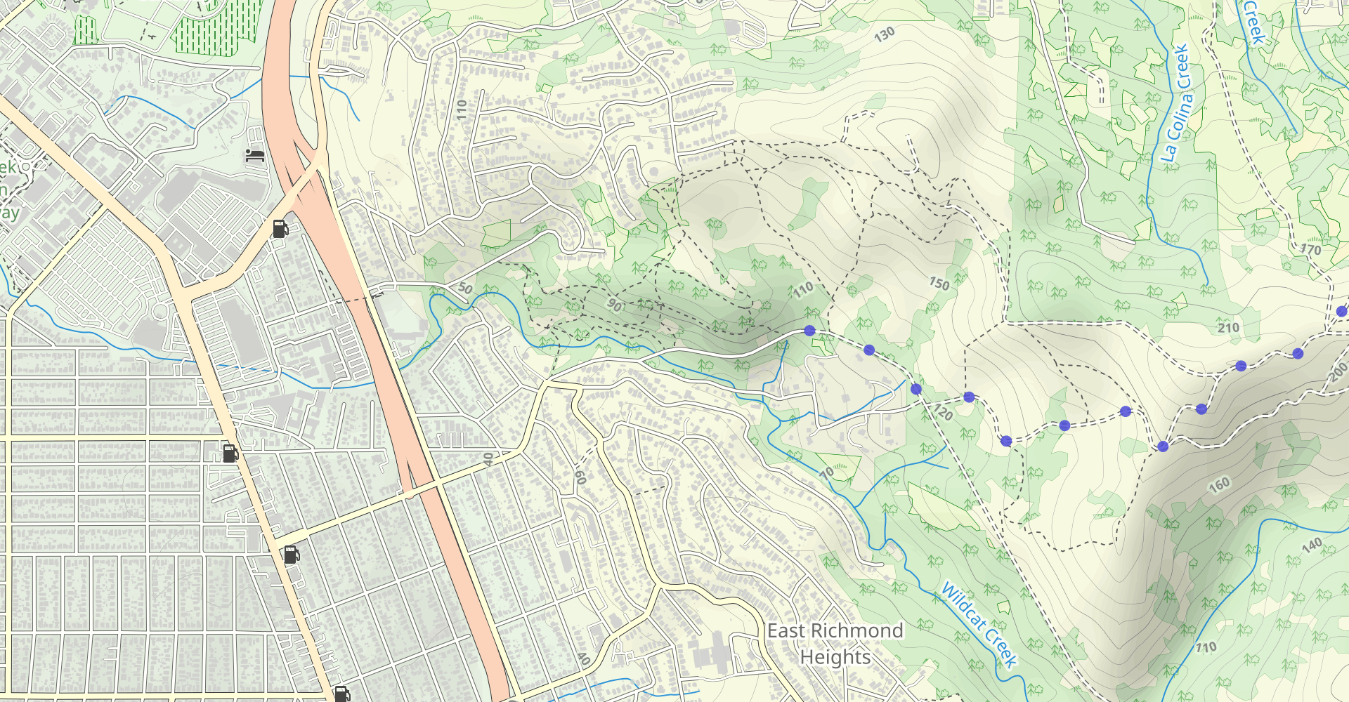 Wildcat Creek Trail, Havey Creek Trail, San Pablo Ridge Trail, and Belgum Trail