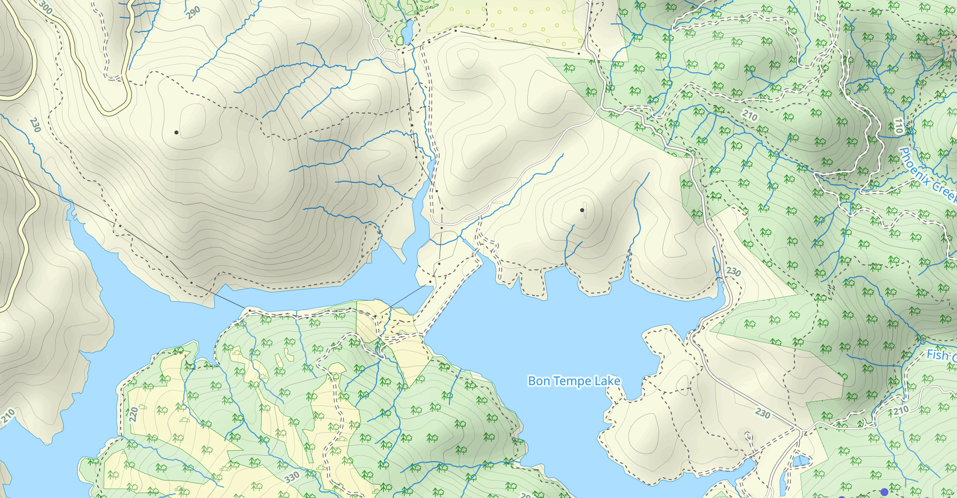 Bon Tempe and Alpine Lakes via Sunny Side, Pine Point, Coller, Lower Northside, and Kent Trail