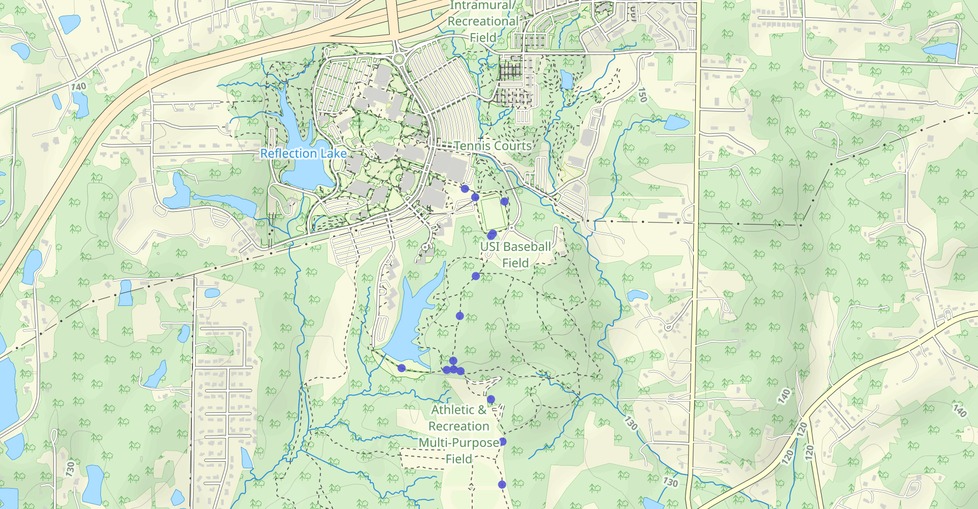 Hike Usi Pedestrian, Bike, & Nature Trails: Persimmon Grove Trails
