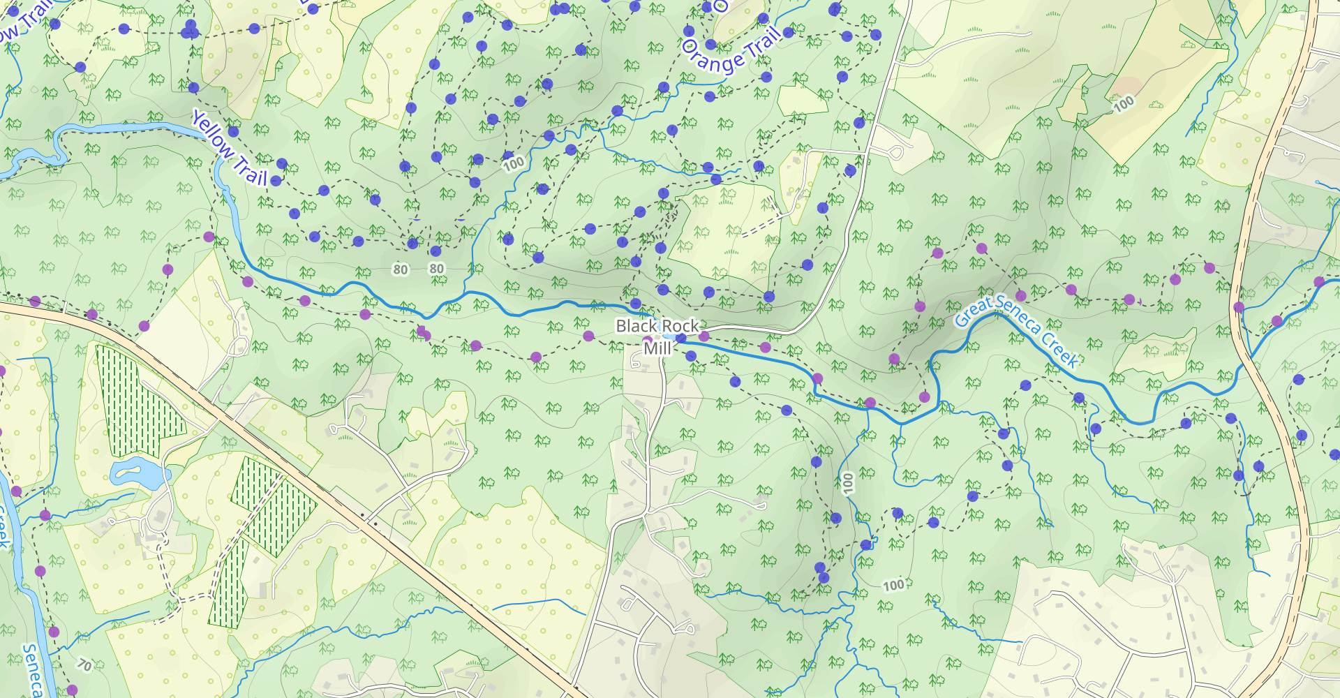Seneca Ridge Trail (Red) and Greenway Loop