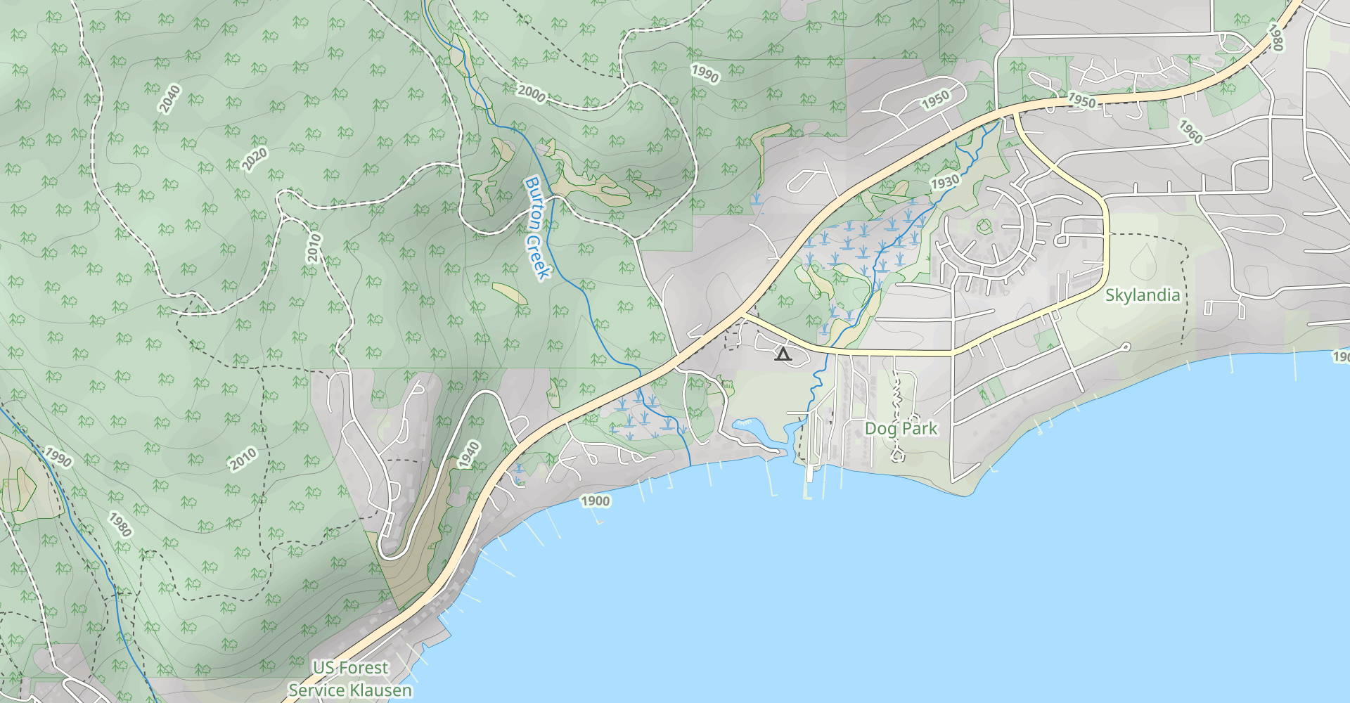 Burton Creek, Purple, Outer Blue, Orange, Red Loop