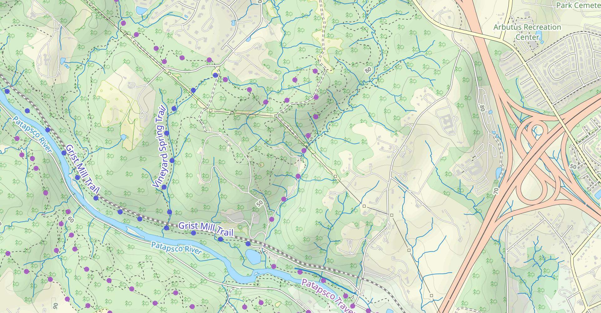 Santee Branch, Pigs Run, Forest Glen and Backside of Nuns Trail Loop