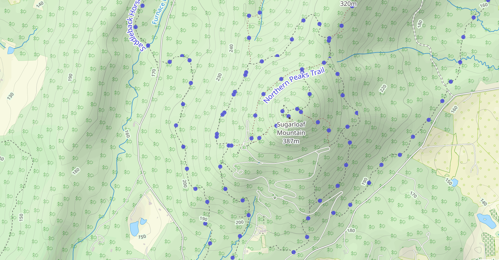 Northern Peaks and Monadnock Trail to Sugarloaf Mountain