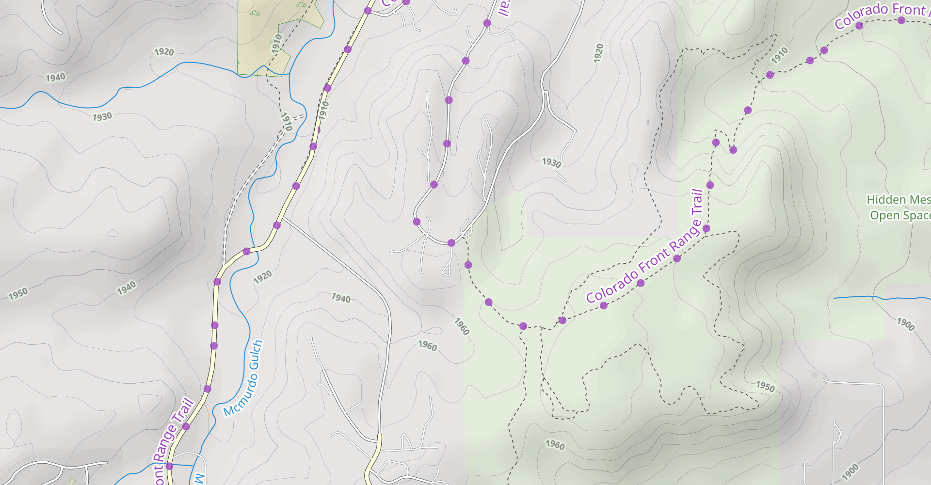 Hidden Mesa Trail to Cherry Creek Trail