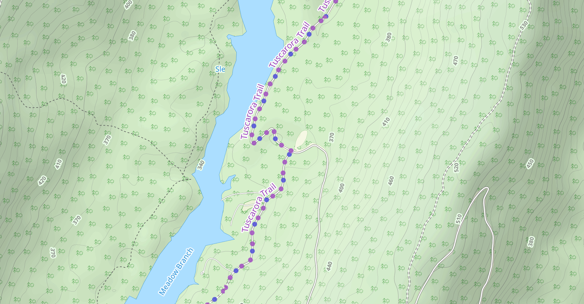 The Tuscarora Trail from Sleepy Creek Lake