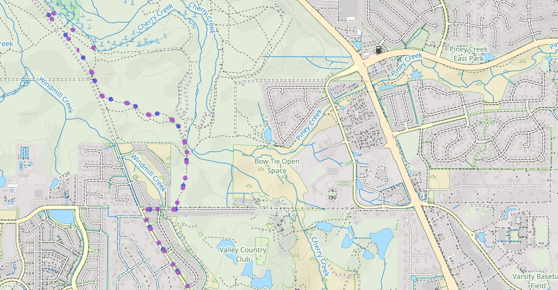 Piney Creek Trail to Cottonwood Creek and Cherry Creek Loop
