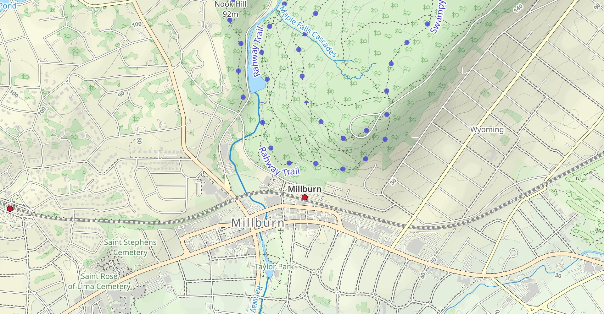 Sunset, Rahway, River, Balls Bluff and Lenape Loop