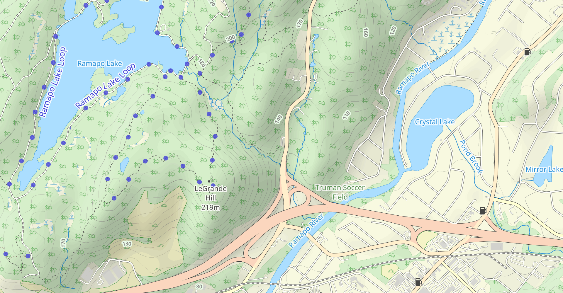 MacEvoy Trail to East Shore Drive to Foxcroft Road to Castle Point Trail