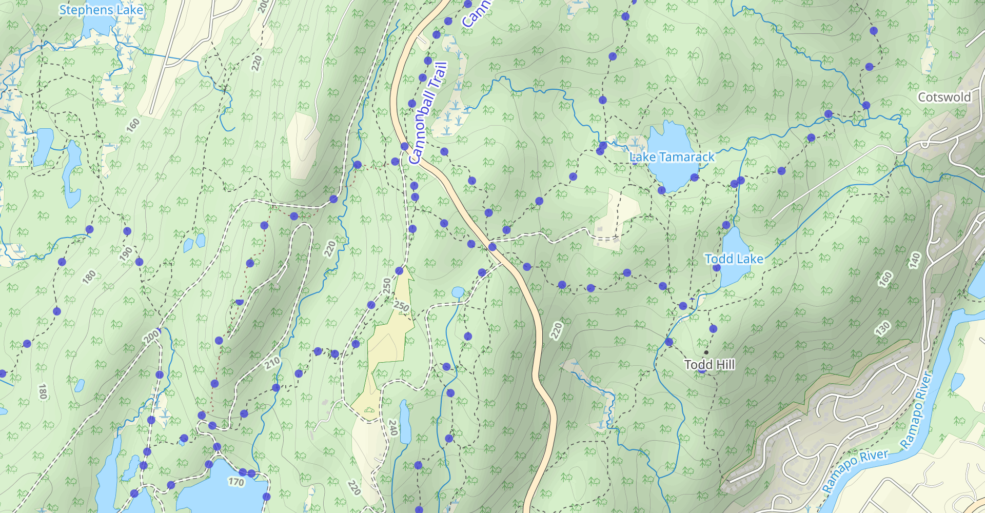 Yellow Trail, East Shore Drive, and Foxcroft Road Loop