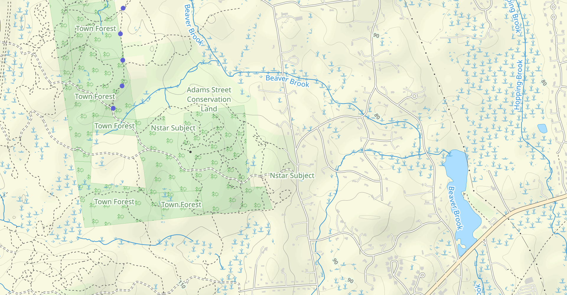 New, Holliston, Bypass, Main, Three Sisters and Deer Trail
