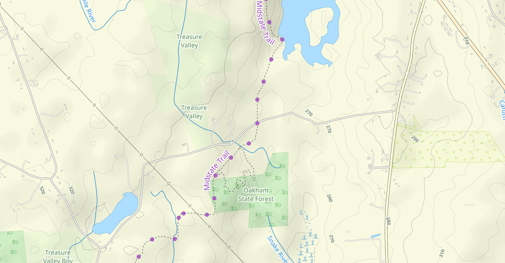 Midstate Trail: East Hill Road, Rutland to 4H Camp, Spencer