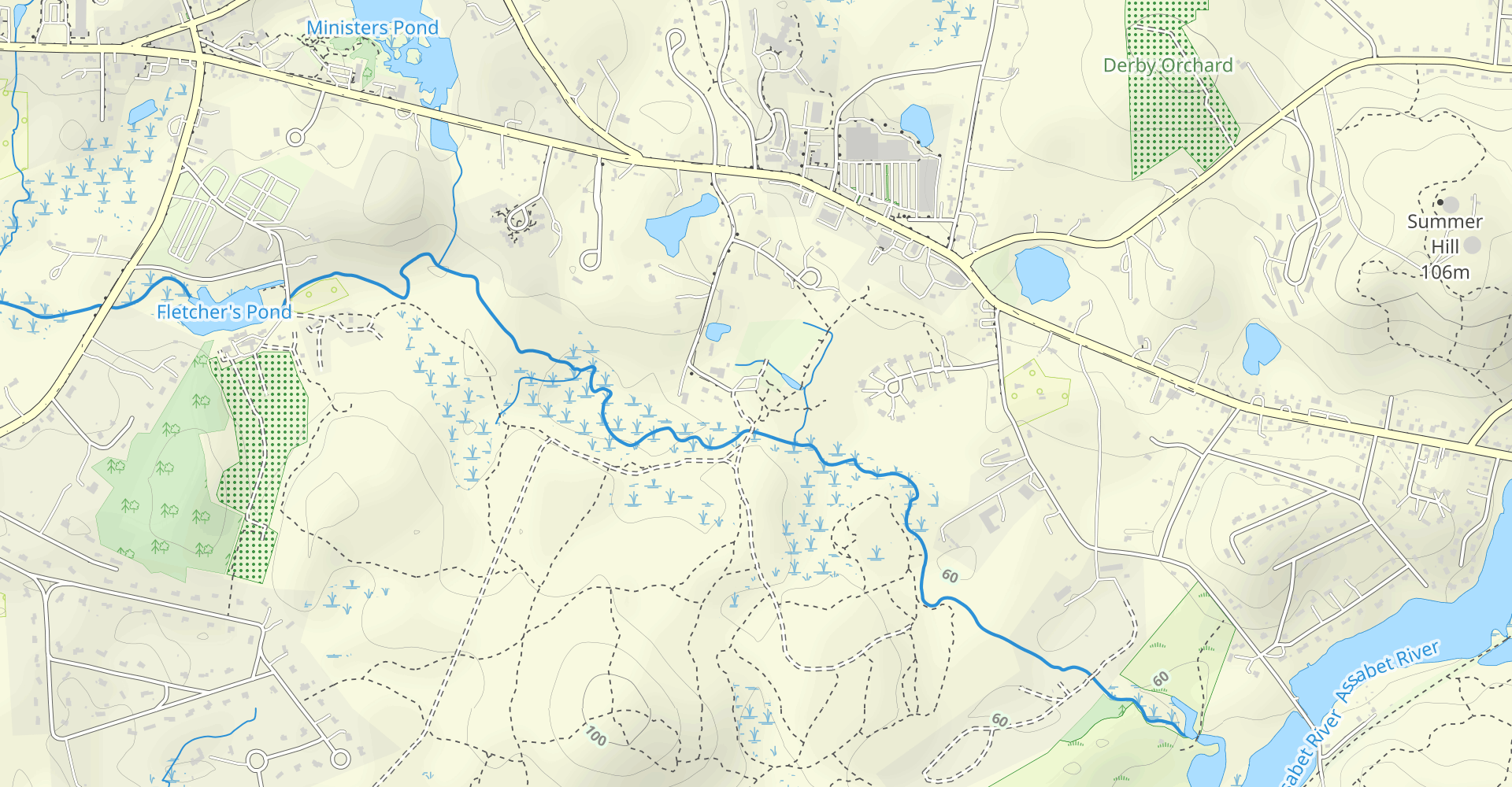 Stow Town Forest Blue, Yellow and White Loop