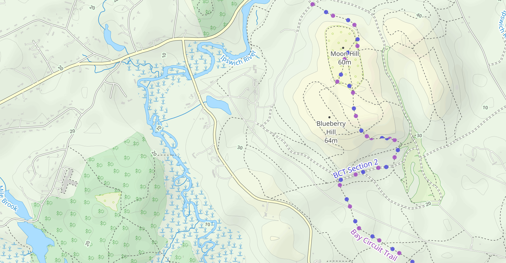 Moon Hill Loop via Bay Circuit Trail