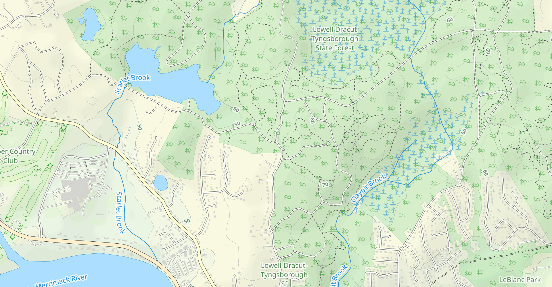 Lowell-Dracut Connector, Bob's Bypass, Upper Valley, and Claypit Brook Trail