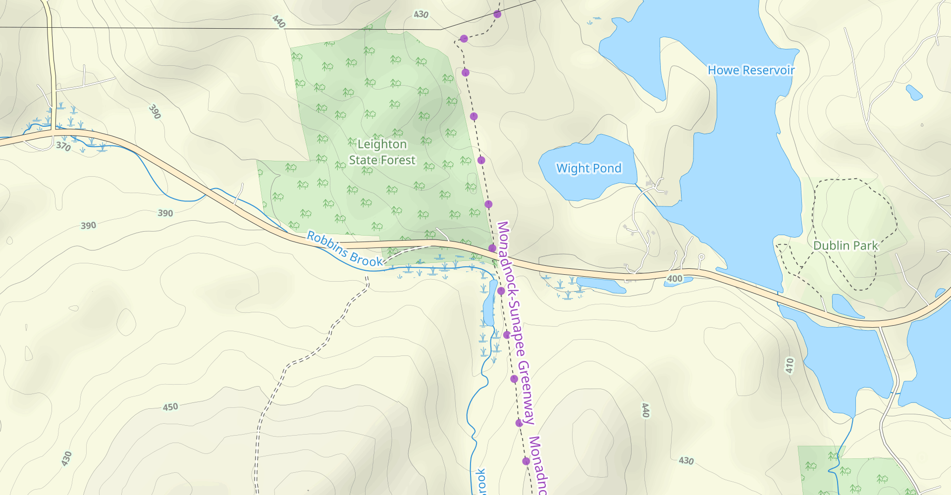 Eliza Adams Gorge Trail via Monadnock-Sunapee Greenway