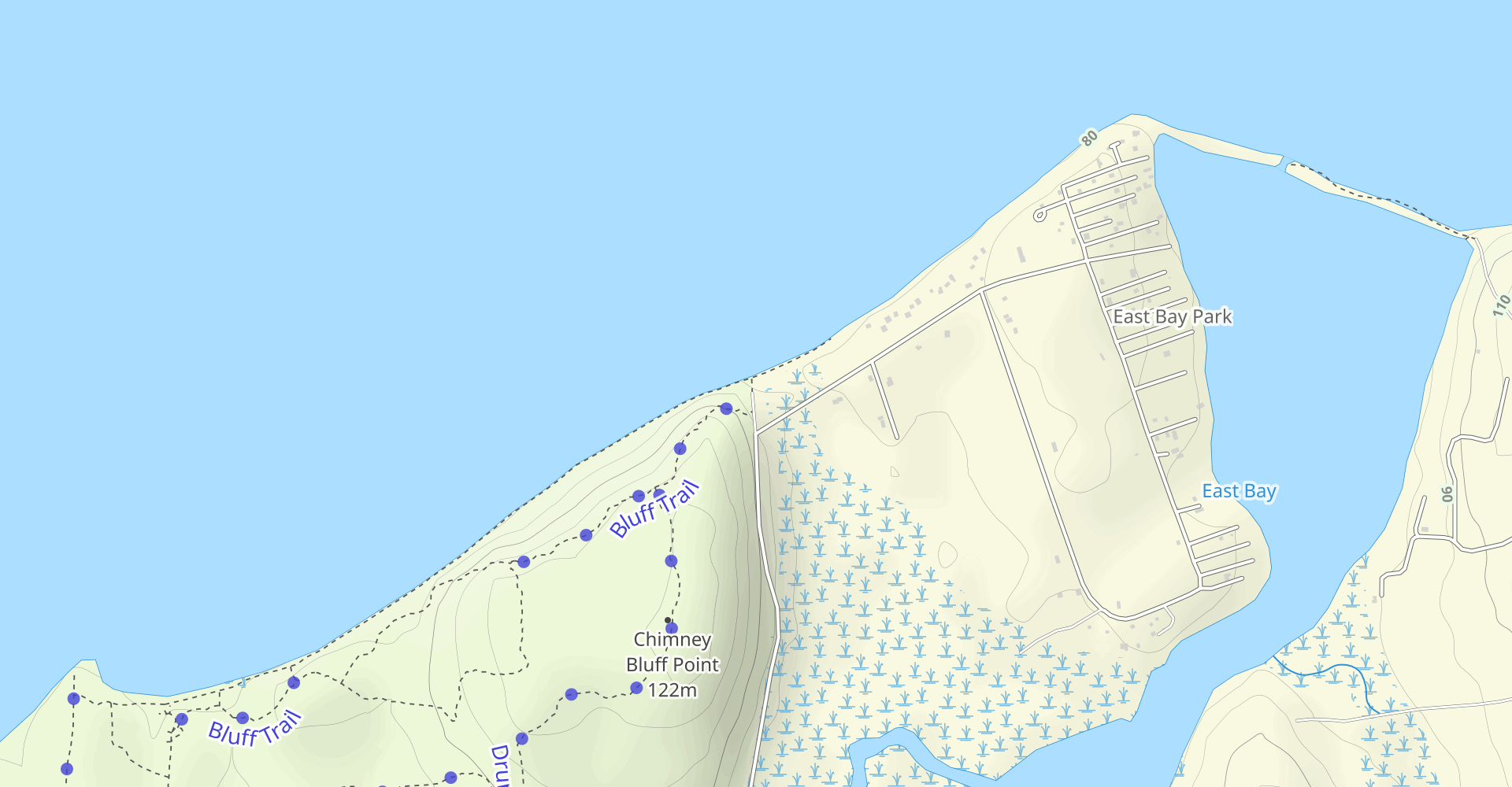East Bay, Mudge Creek & Chimney Bluffs