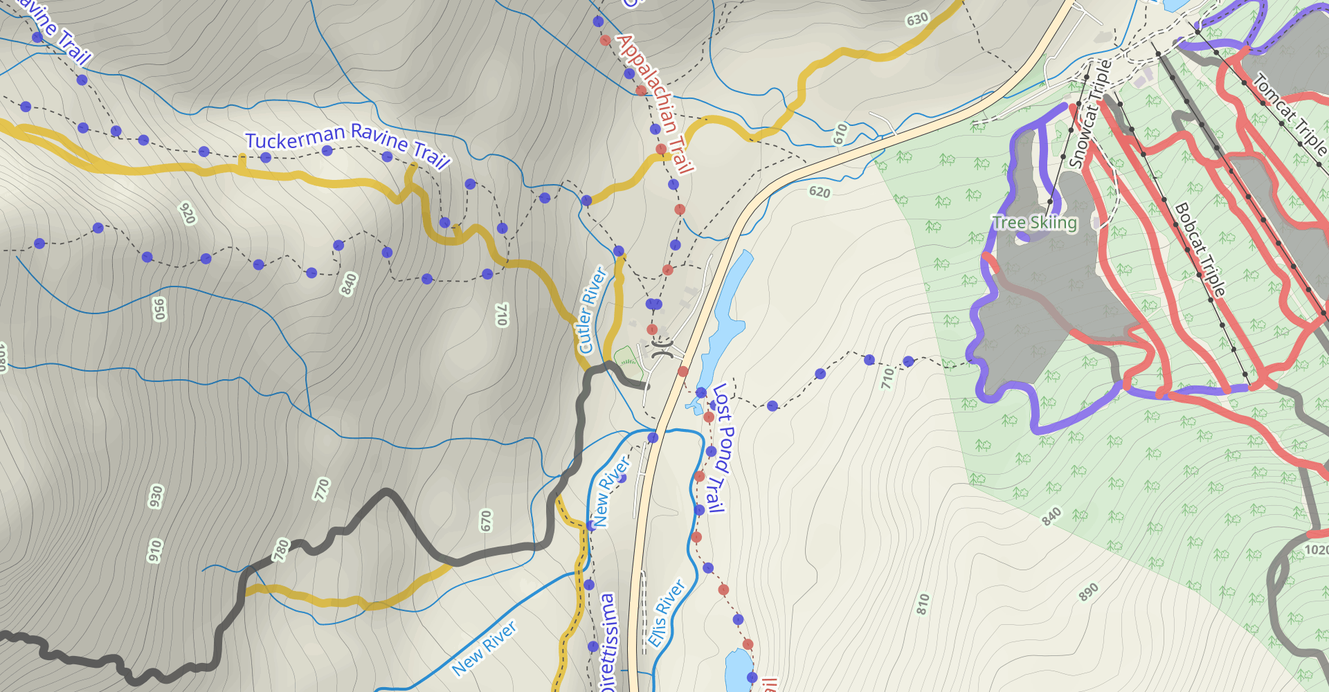 Tuckerman and Huntington Ravine Trails to Boott Spur Trail