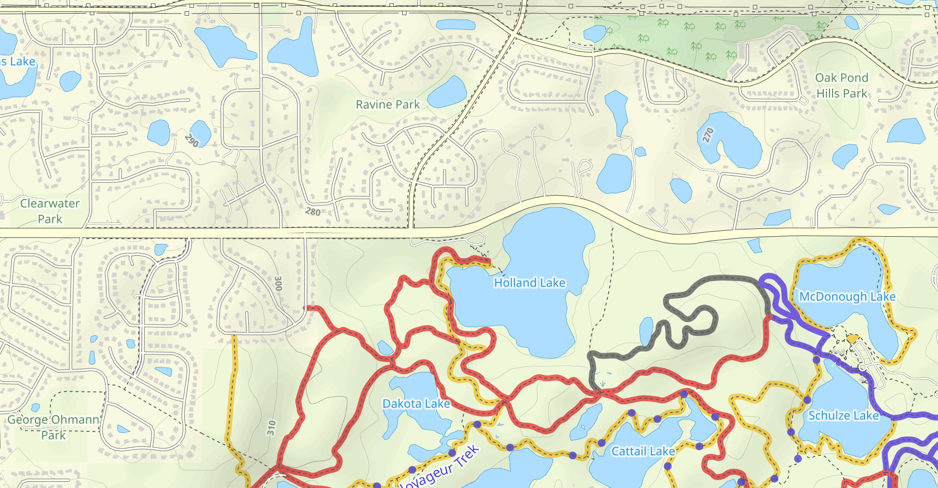Jensen Lake, Bridge Pond, Portage Lake and Schulze Lake