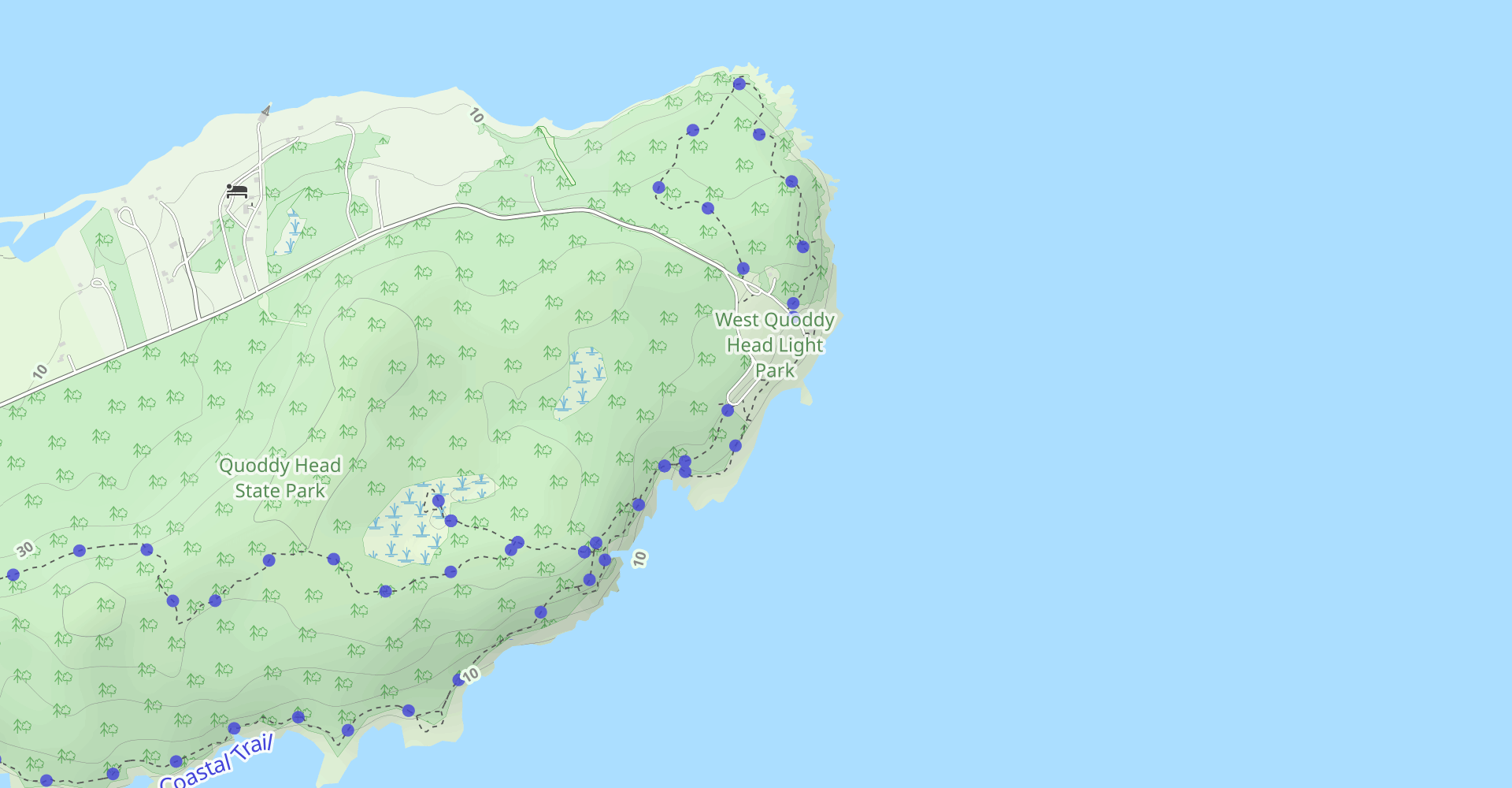 Inland, Bog, Thompson, and Costal Trail