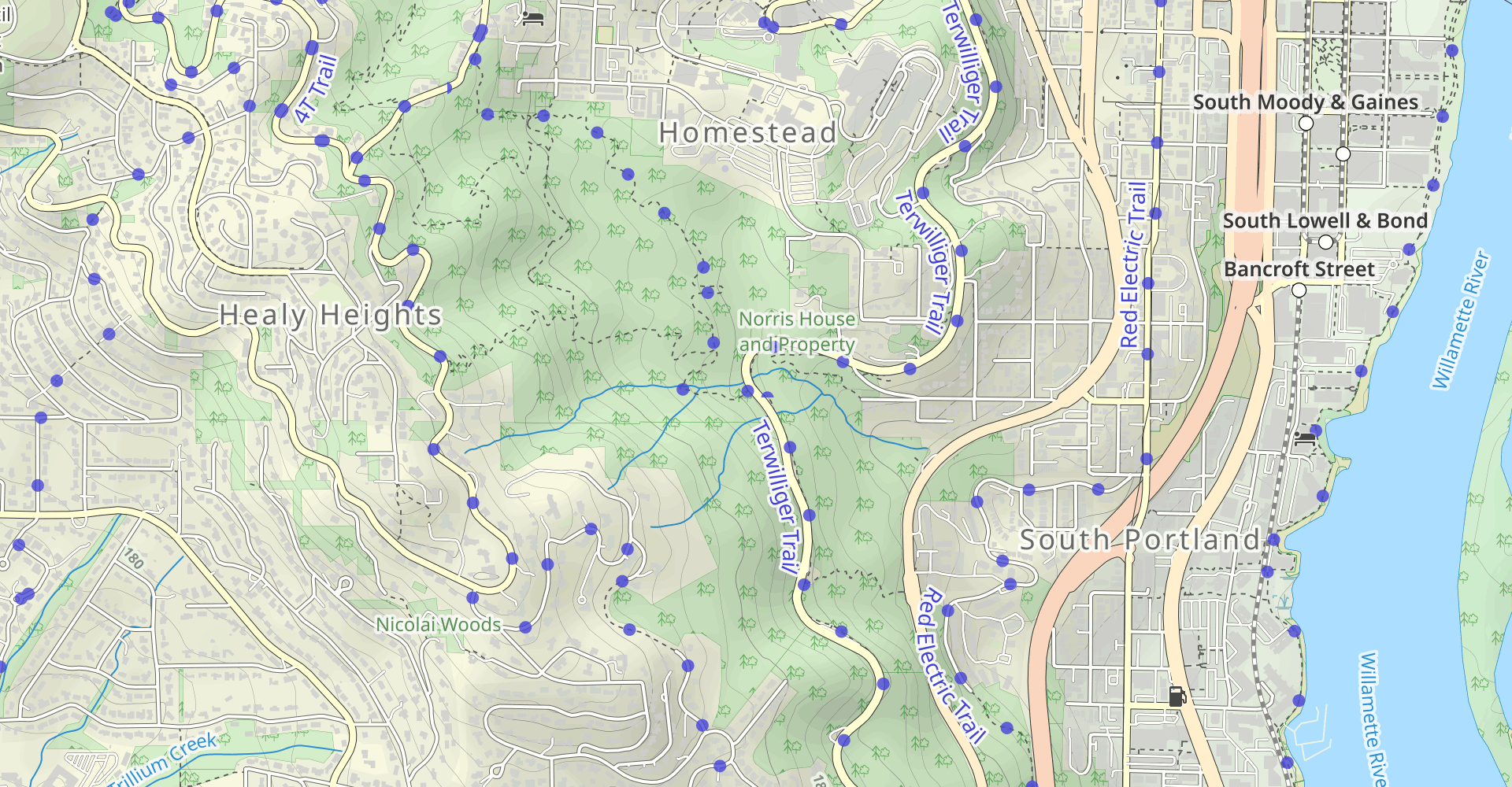 Flicker, Towhee, Upper Marquam Hill and Council Crest Trail