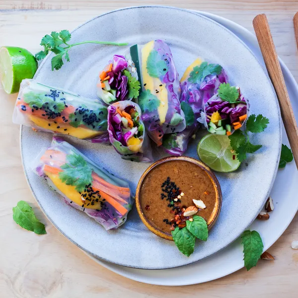Summer Rolls with Almond Butter Satay