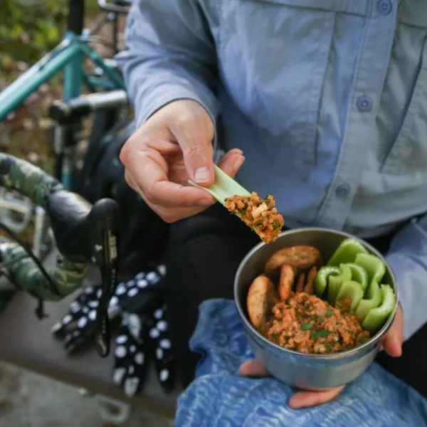 You gotta make this camping recipe for herby red lentil spread