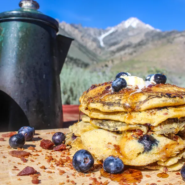 How to Make Blueberry Bacon Pancakes while Camping