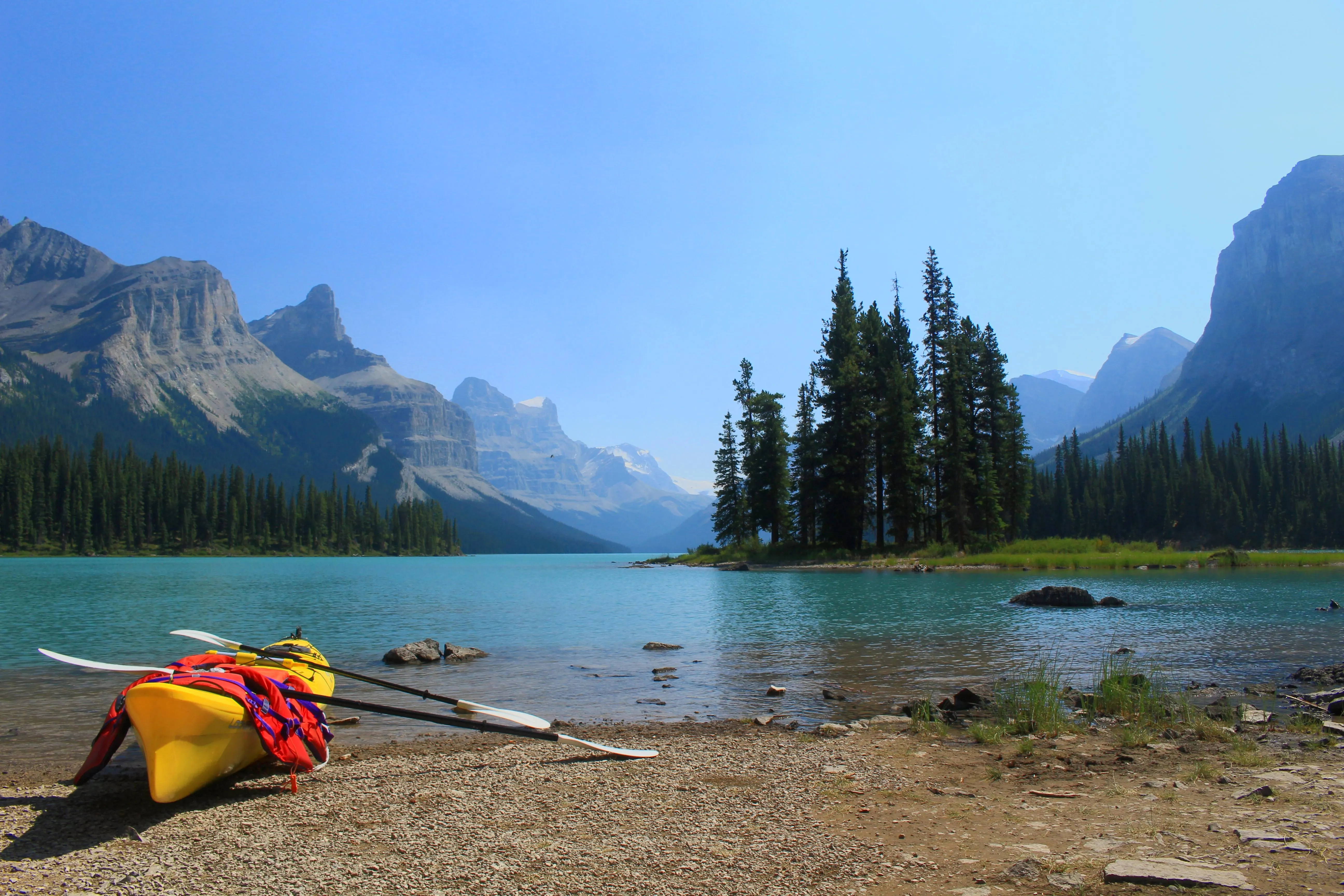 Kayak to Spirit Island in the Canadian Rockies